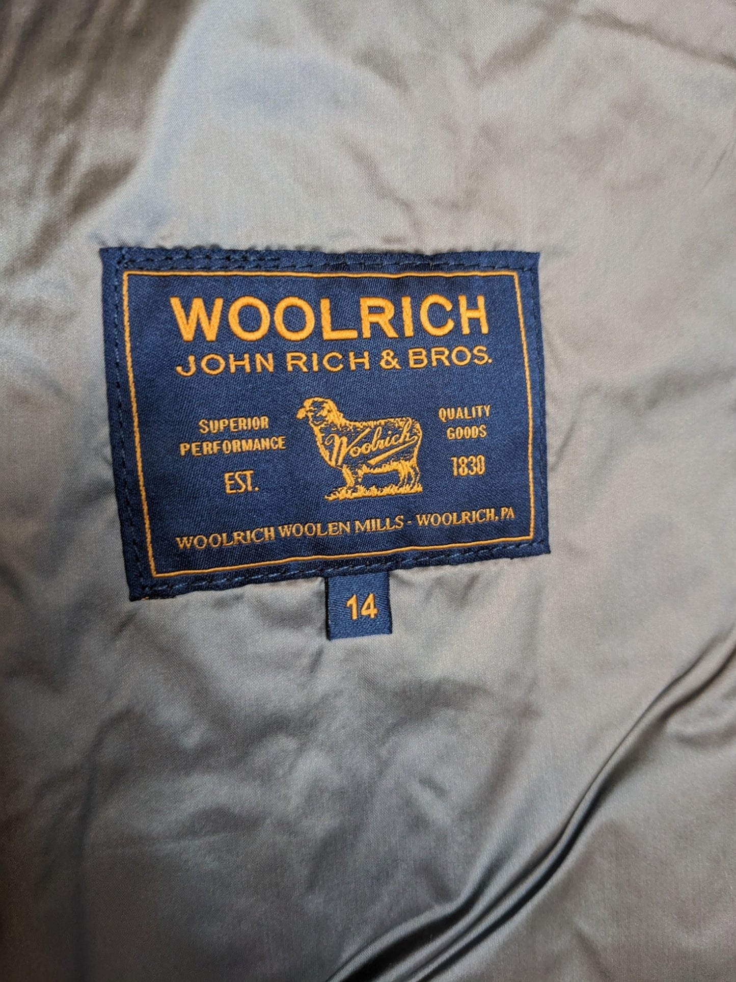 Gilet Woolrich en duvet et plumes, âge 14 ans
