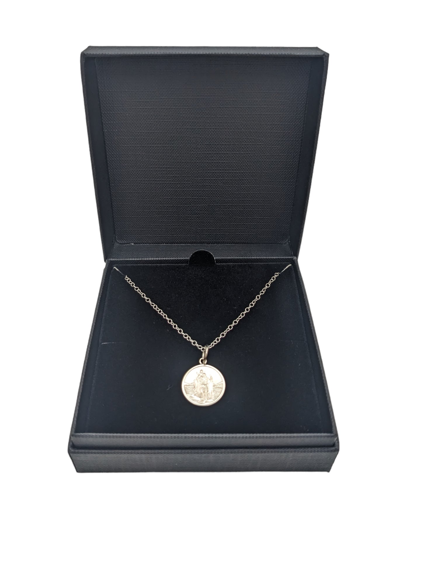 Sterling Silver Round St Christopher Pendant With Chain