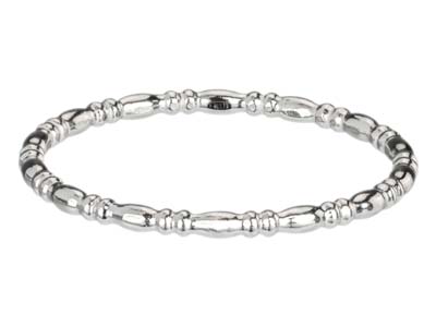 Sterling Silver Oval And Rondelle Beaded Ring 1.5mm