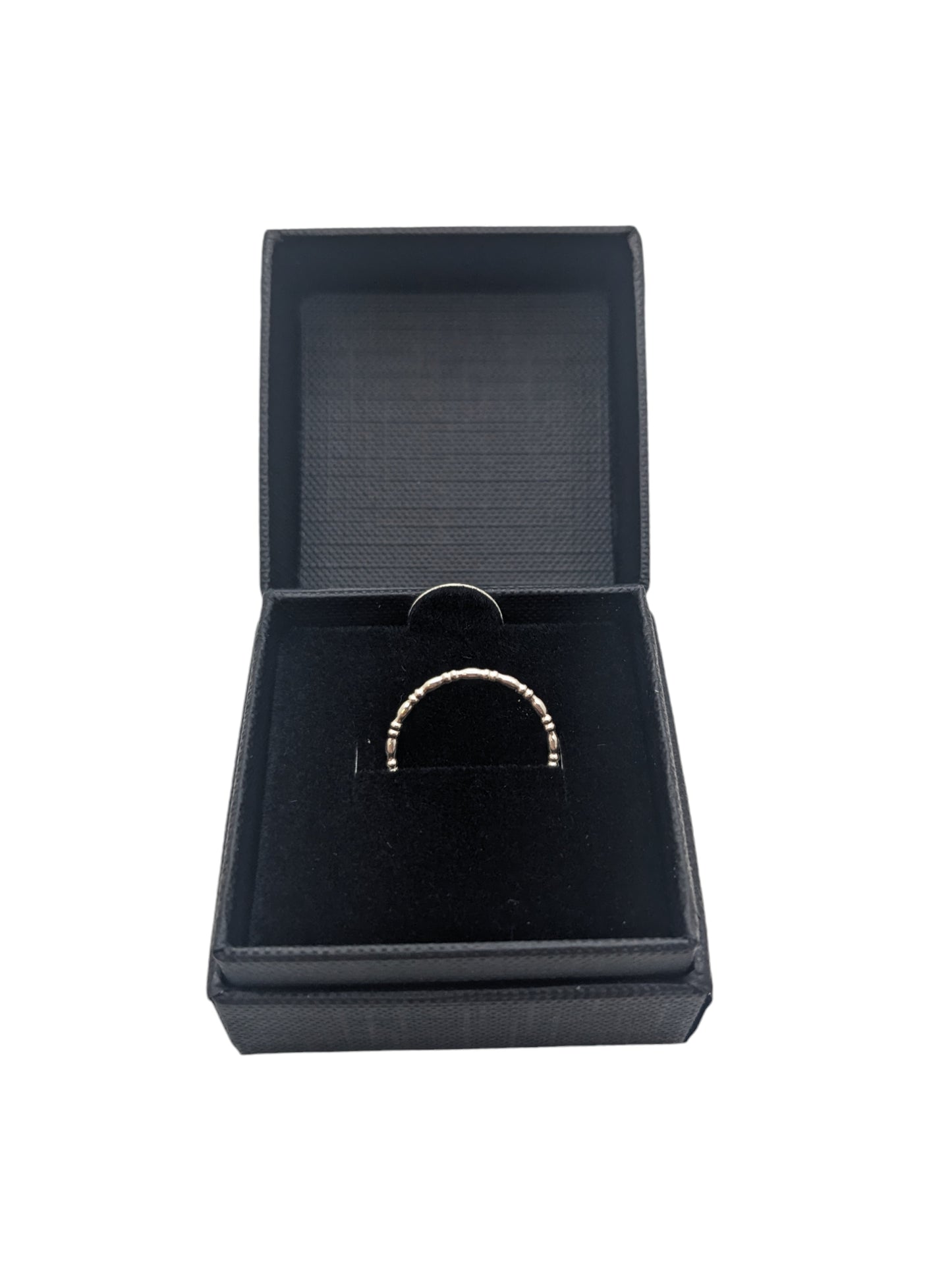 Sterling Silver Oval And Rondelle Beaded Ring 1.5mm