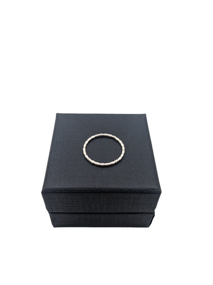 Sterling Silver Oval And Rondelle Beaded Ring 1.5mm