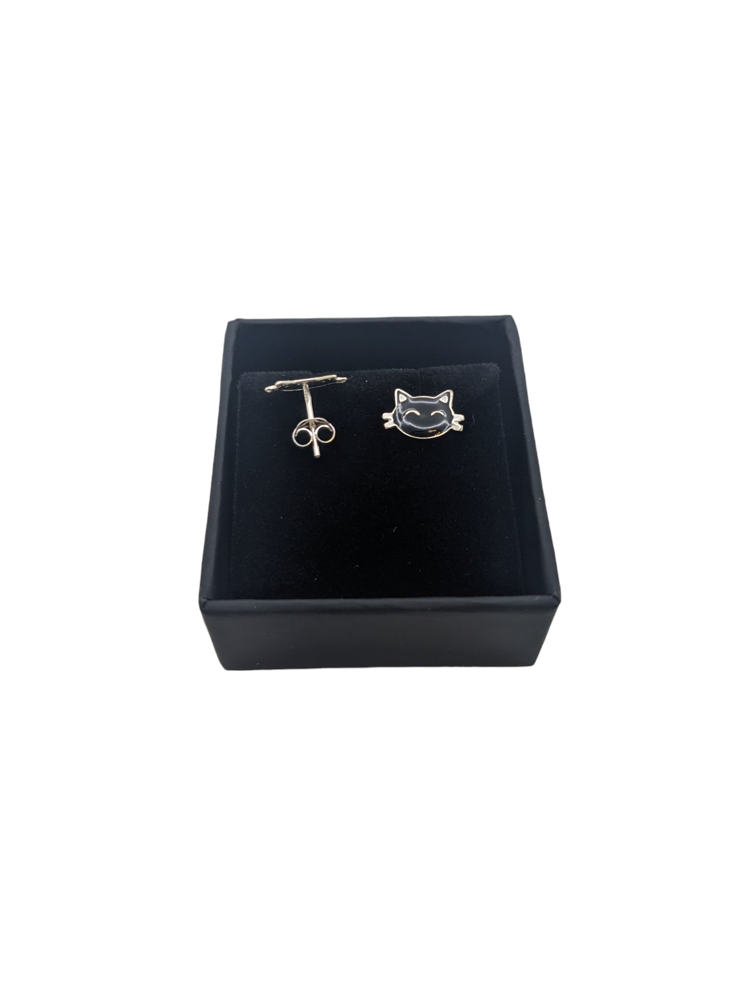 Sterling Silver Cat Enamel Stud Earrings