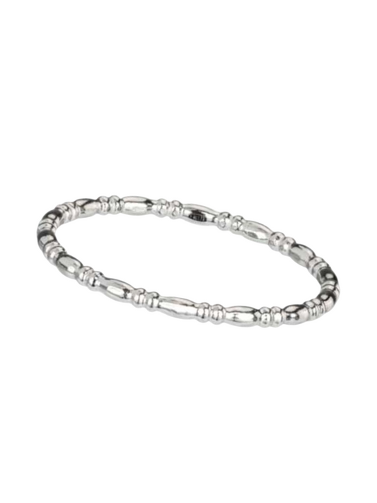 Sterling Silver Oval And Rondelle Beaded Ring 1.5mm