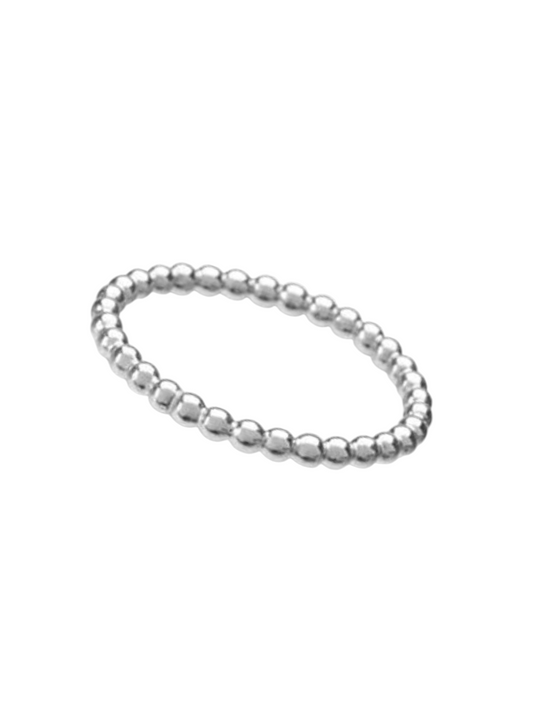 Sterling Silver Beaded Ring 2mm